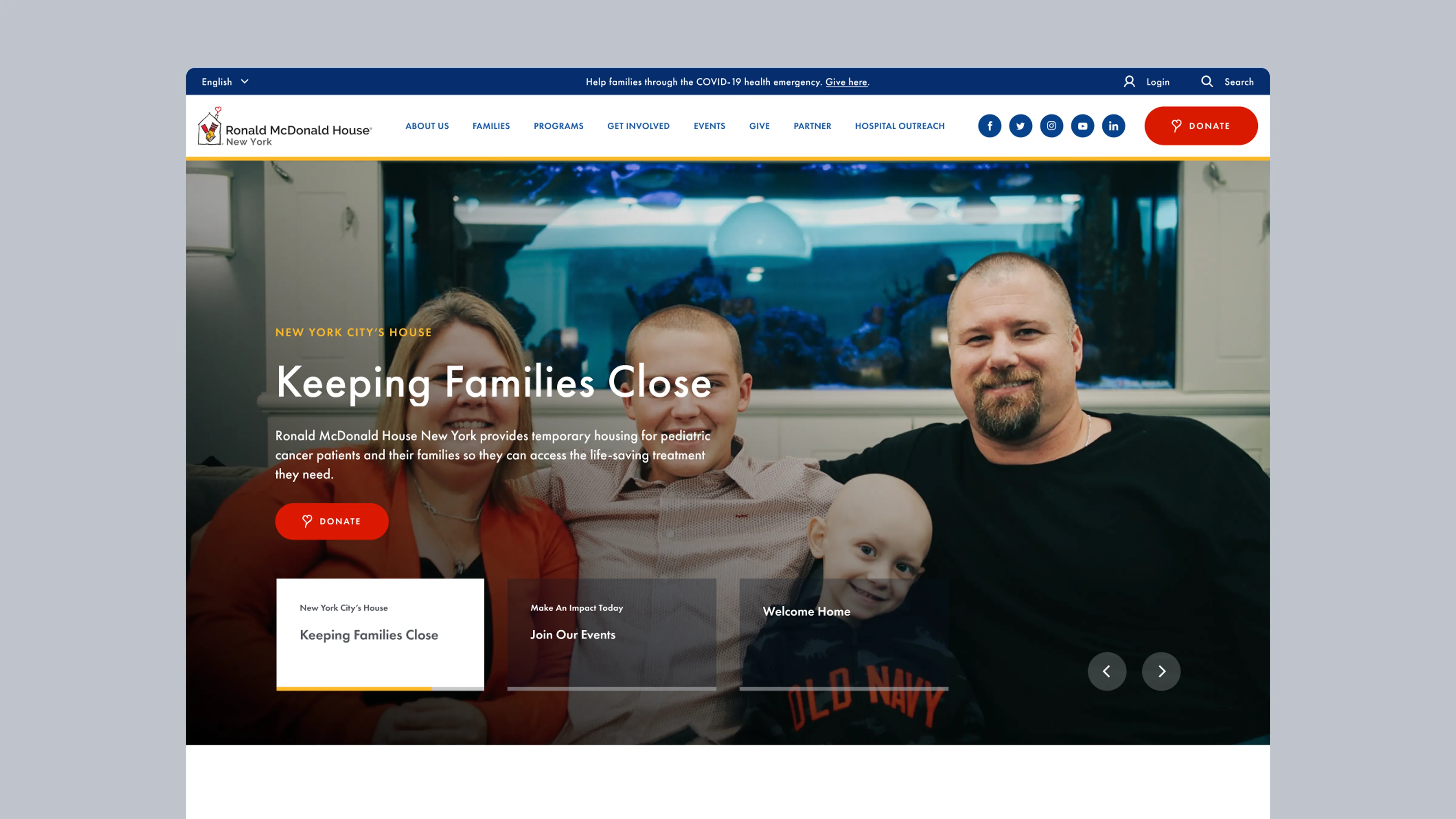 Ronald McDonald House New York website design - image 2